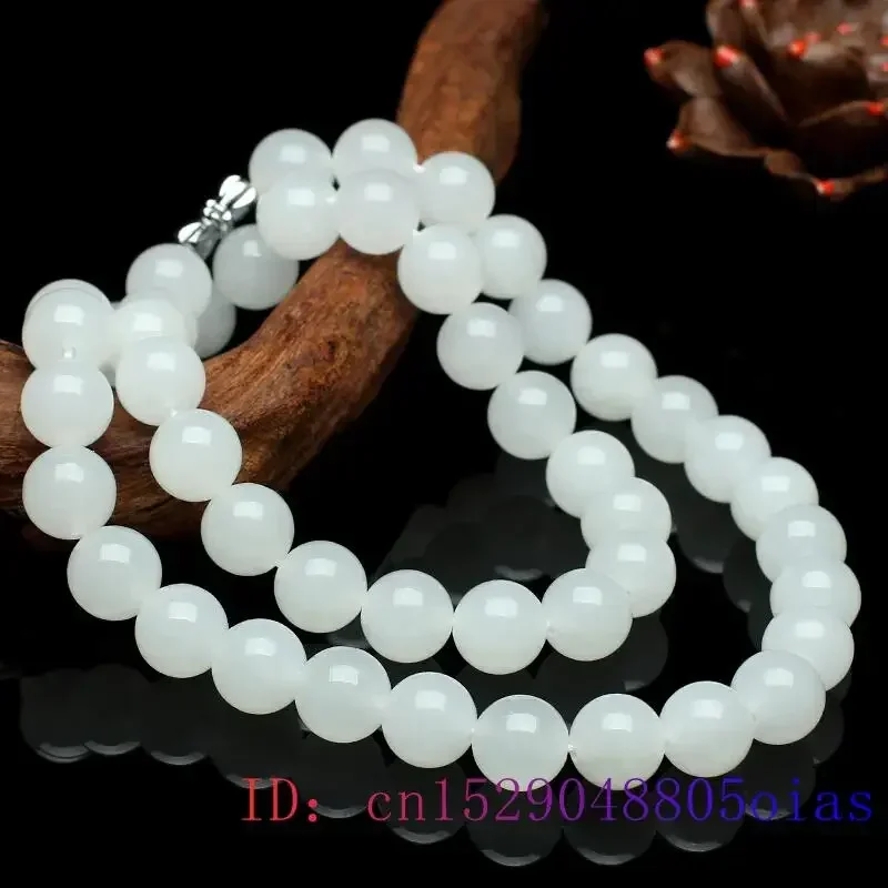 Jewelry Making Charms - White Jade Beaded Necklace Beads Natural