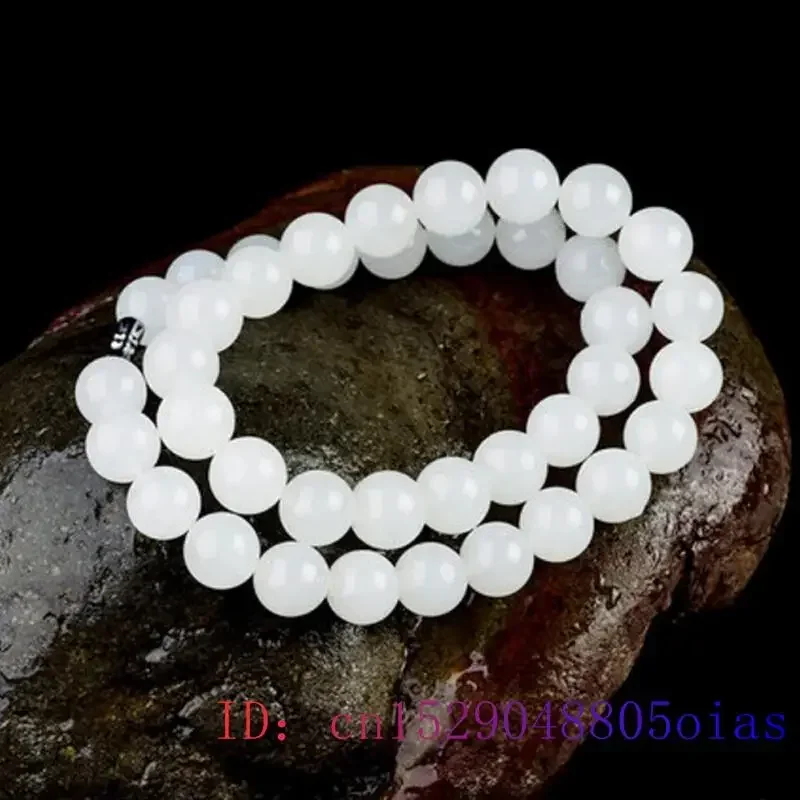 White Jade Beaded Necklace Bea - Jewelry Making Charms recension och pris