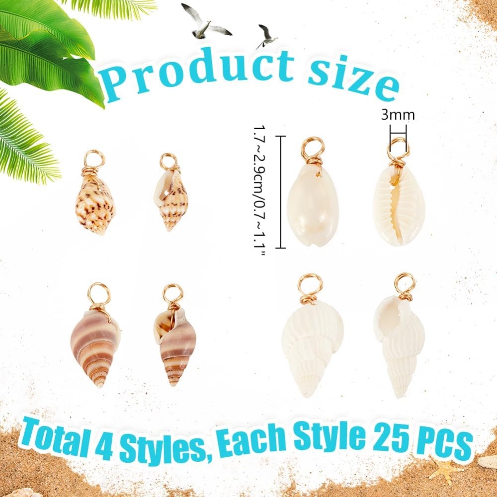 100pcs 4 Styles Natural Shell  - Jewelry Making Charms recension och pris